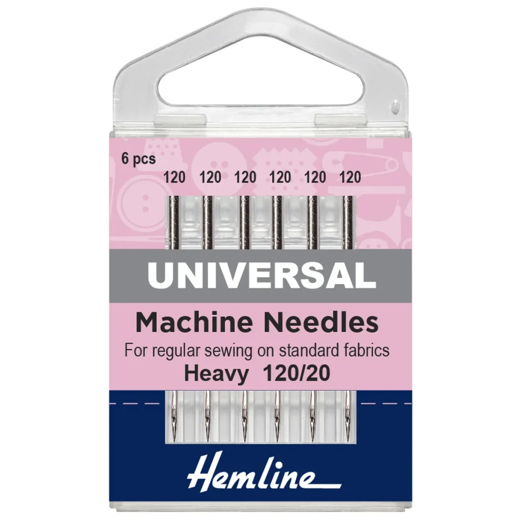 Hemline Universal Machine Needles 120/20 – heavy-duty sewing needles for thick fabrics